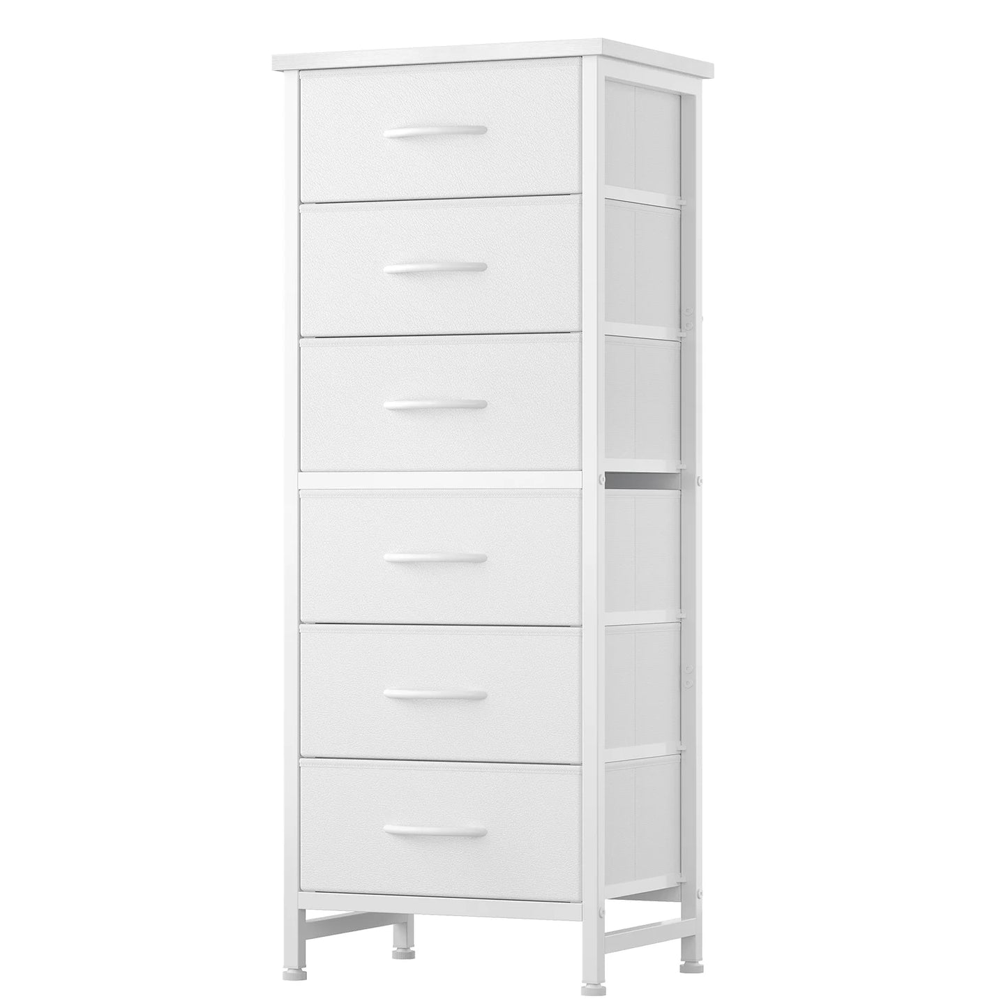 JHK Tall 6 Fabric Drawer Dresser for Bedroom Wood Top and Metal Frame Skinny Chest of Drawers Narrow Storage Tower with Organization Furniture