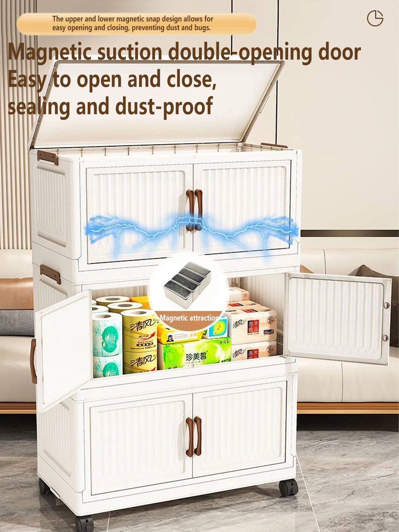 Foldable Plastic Storage Cabinet for Kids Bedroom No-Install Home Organizer for Toys And Clothes - Compact Space-Saving Solution