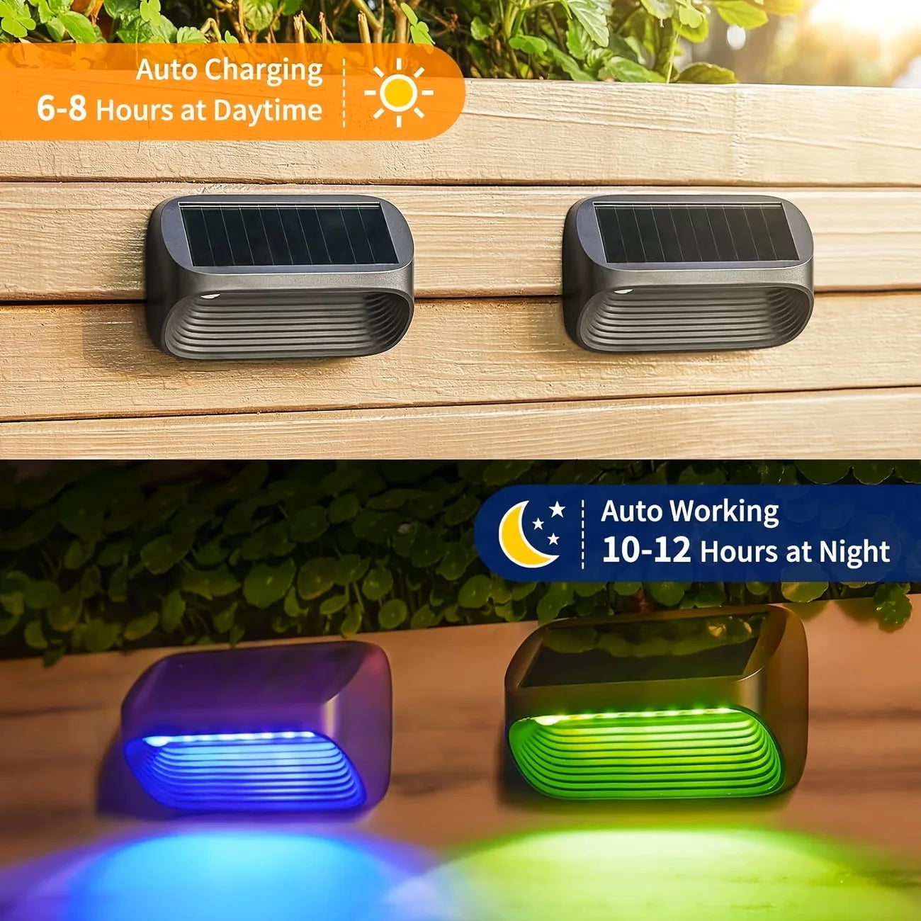 Solar Wall Lamp Solar Fence Lights with Warm White RGB Modes For Backyard Patio Deck Railing Wall Outdoor Waterproof Decor Light