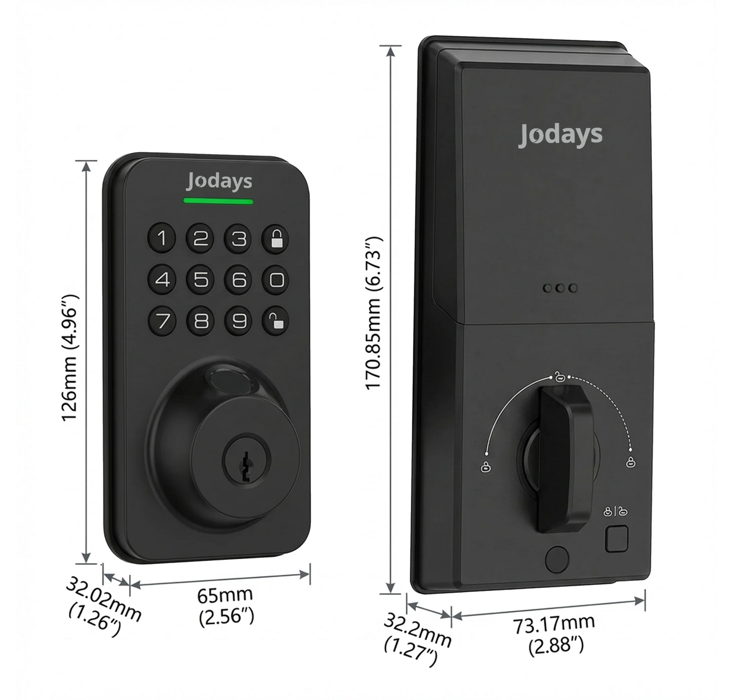 Jodays Smart Deadbolt Lock with Fingerprint & Keypad, Keyless Entry Door Lock with App Control, Temporary and One-Time Password, Auto Lock & Anti-Peep Passcode, Powered by 4pcs AA Alkaline Batteries (No Included), Easy Instal