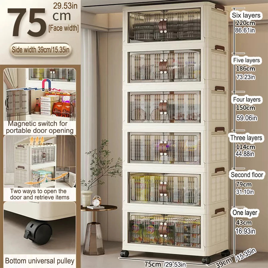 Large Capacity Multifunction Folding Storage Cabinet Dustproof Wardrobe Closet Organizer Easy-to-Install Storage Boxes