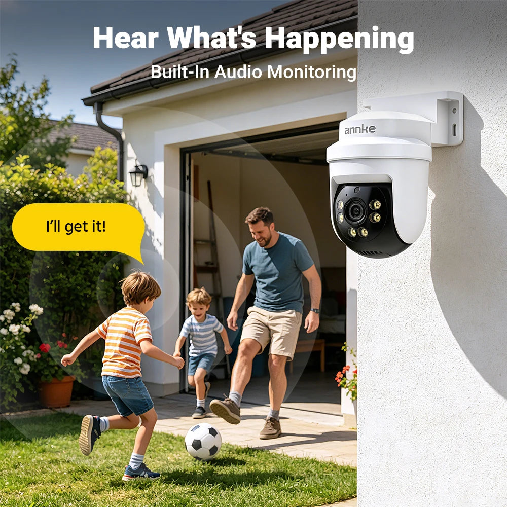 ANNKE 5MP TVI CCTV Home Surveillance Dome PT Camera, 100ft IR Night Vision, 3.6mm CCTV Video Surveillance Camera,IP65 ,Audio ,Wired Camera For DVR