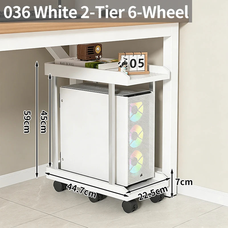 Adjustable Height Mobile CPU Stand Printer Shelf With Wheels Strong Load Capacity For Desktop Computer Tower Printer Office Use