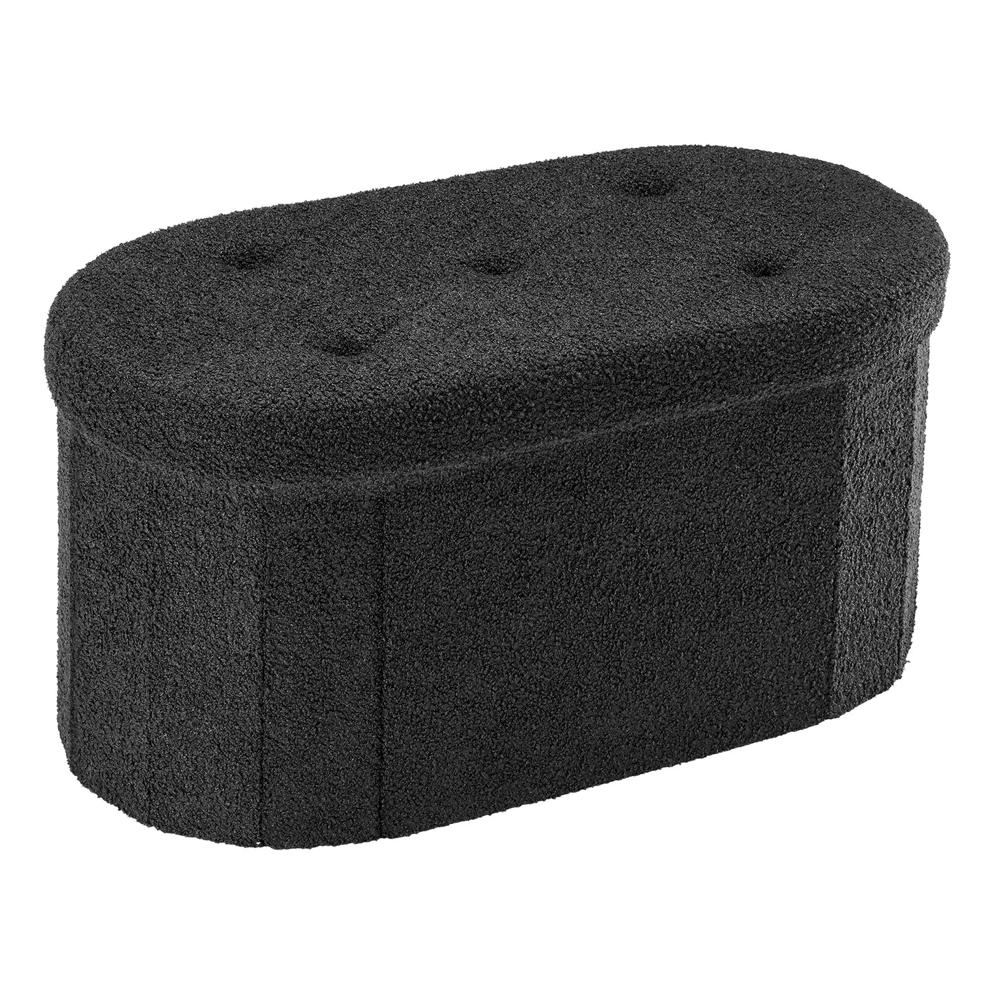 MCQ 30IN to 43IN Faux Fur Ottoman Foot Rest Stool with Storage Makeup Cute Soft Small Footstool Oval Round Folding Storage Chest for Bedroom