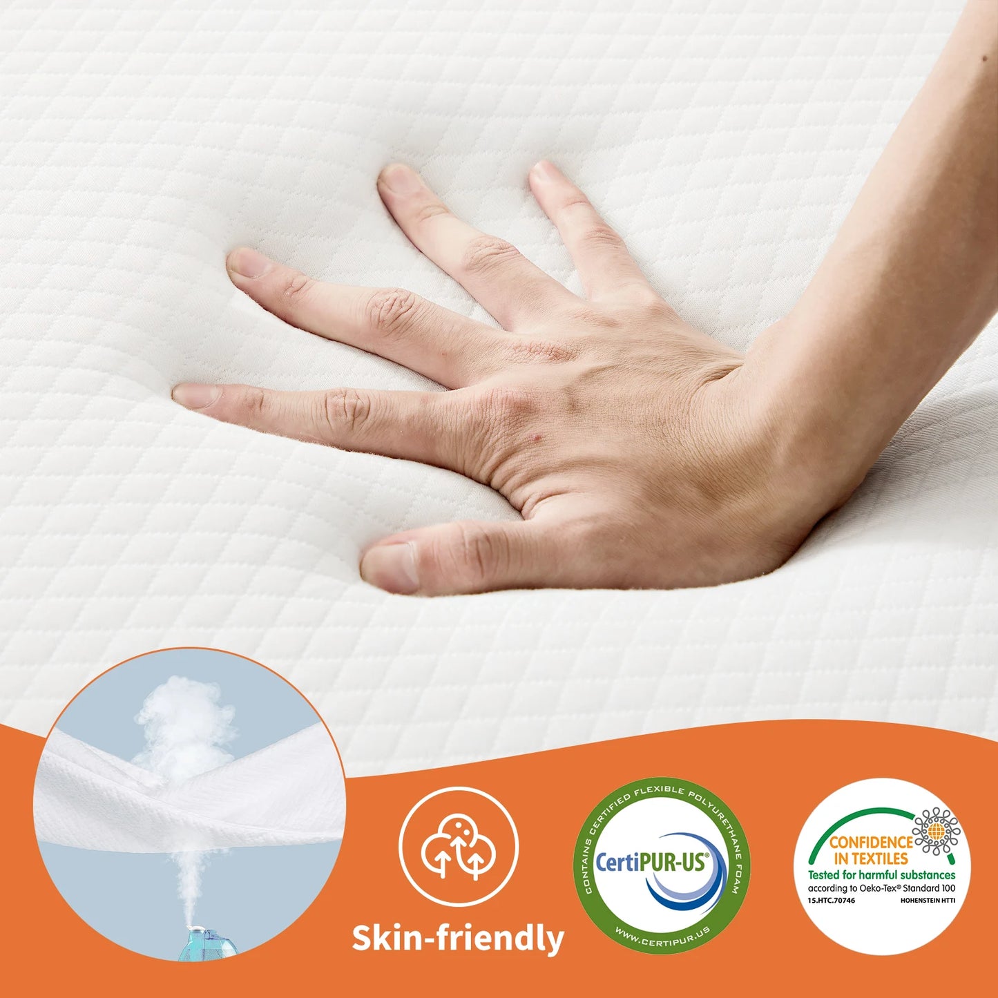 JHK Tri-Fold Memory Foam Mattress with Collapsible and Washable Cover Portable Floor Bed with CertiPUR-US Certified for Travel