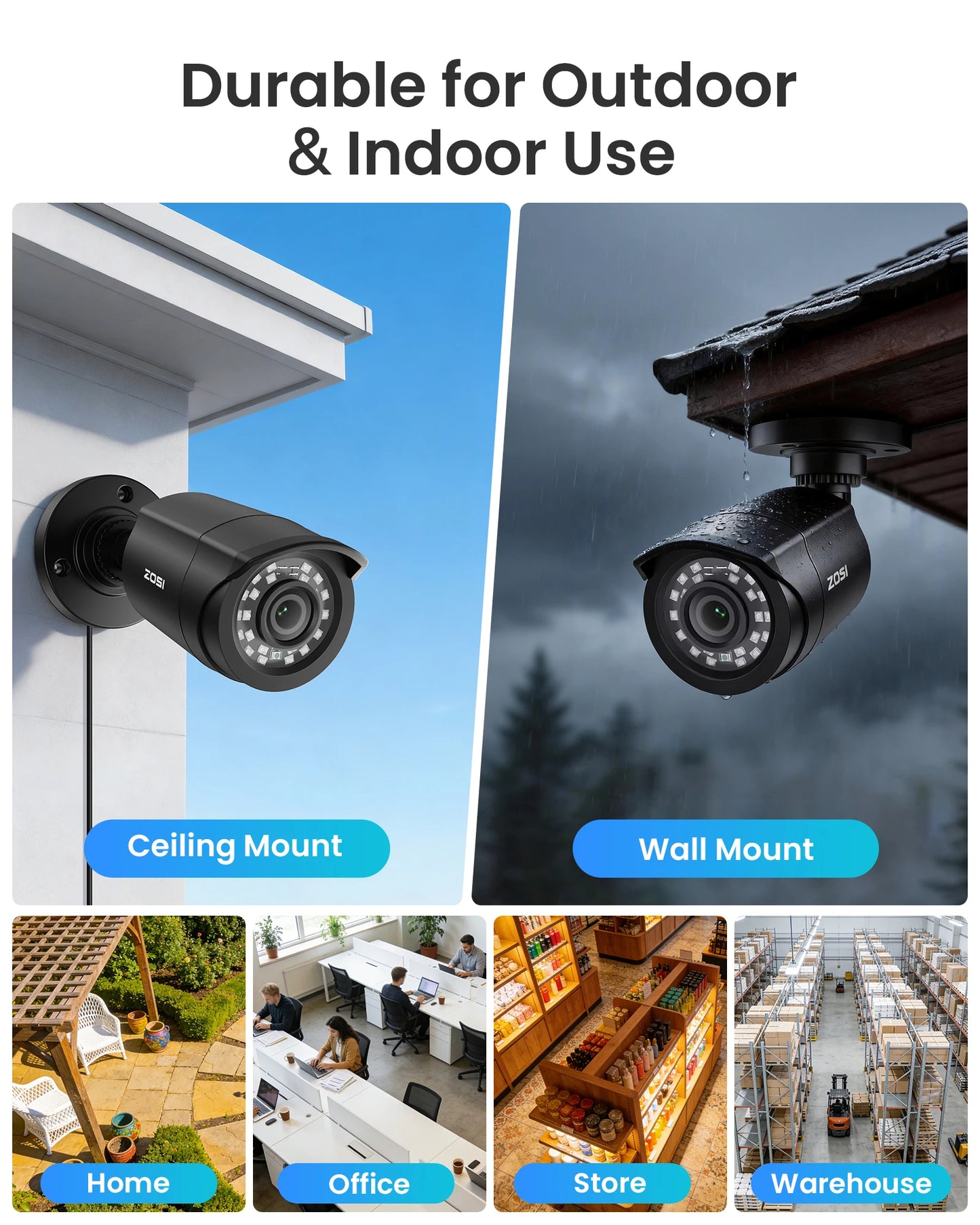 ZOSI 3K Lite Security Camera System AI Human Vehicle Detection 8CH HD TVI Video DVR Recorder 2MP 1080P CCTV Surveillance Camera