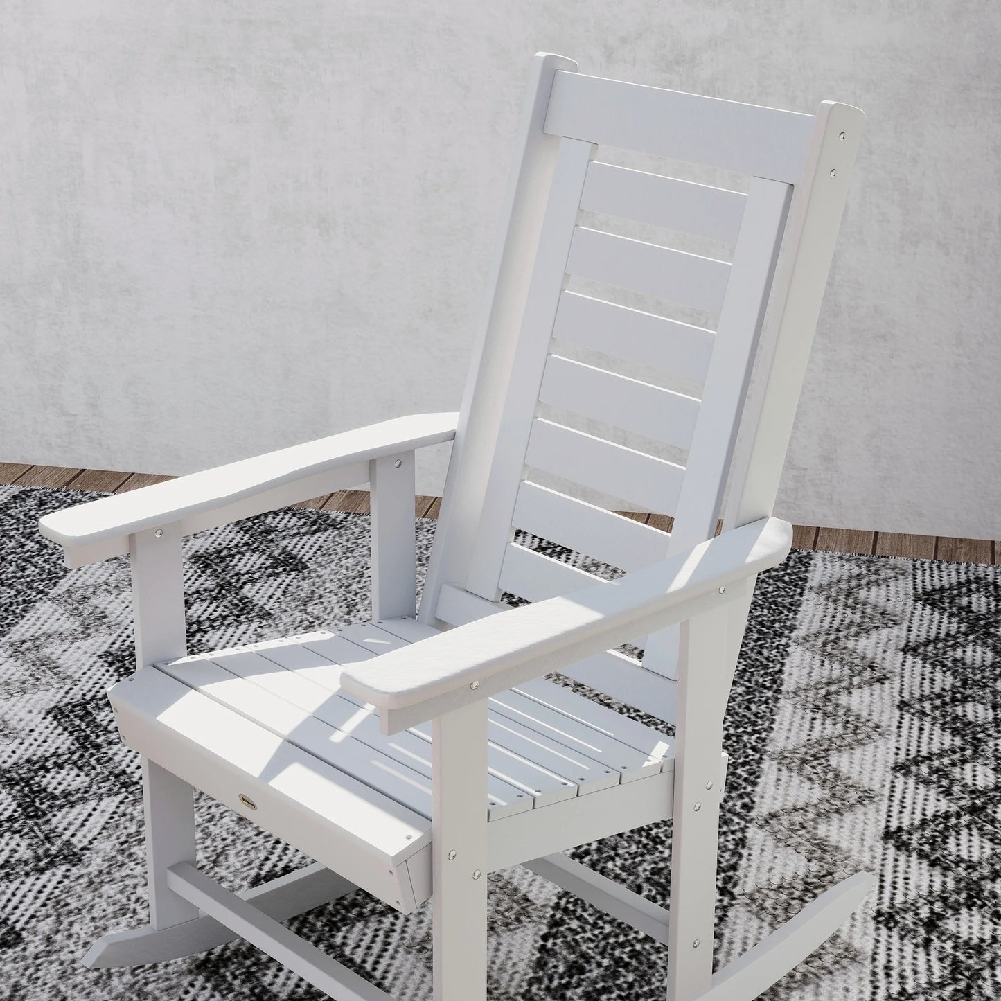 2 Outdoor Rocking Chairs, HDPE High Back Patio Rockers, White