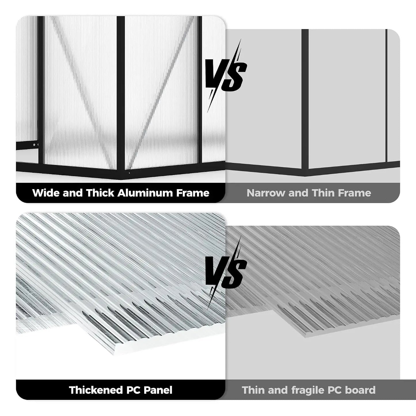 10x12 FT Greenhouse for Outdoors, Polycarbonate Greenhouse with Roof Vent, Enhanced Aluminum Large Walk-in Green House, Custom
