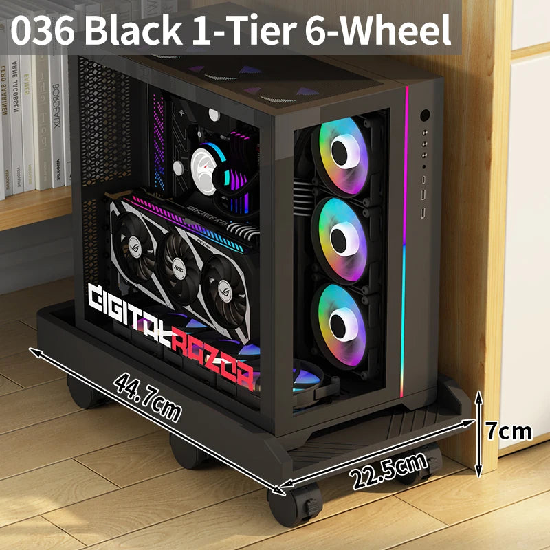 Adjustable Height Mobile CPU Stand Printer Shelf With Wheels Strong Load Capacity For Desktop Computer Tower Printer Office Use