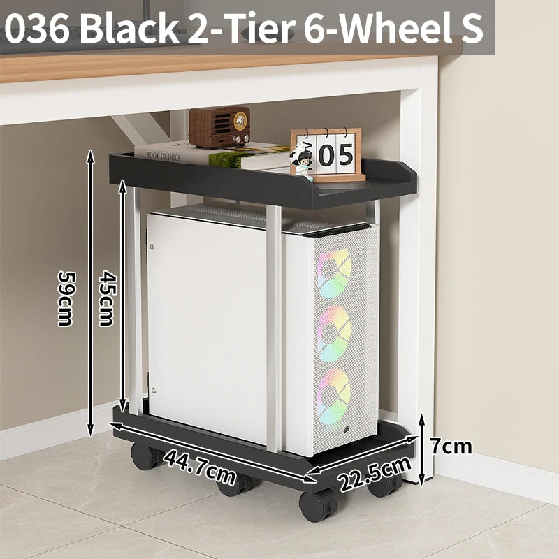 Adjustable Height Mobile CPU Stand Printer Shelf With Wheels Strong Load Capacity For Desktop Computer Tower Printer Office Use