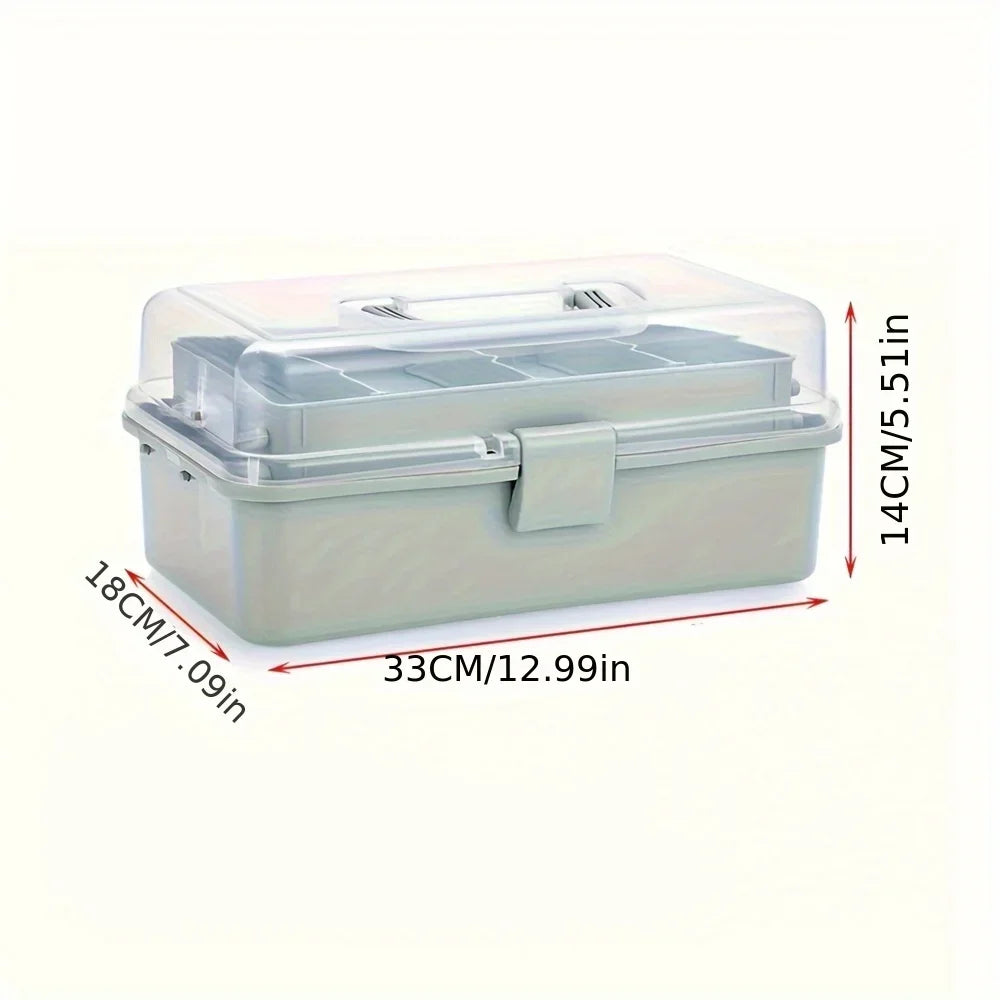 3-Layer Plastic Dividing Storage Box Craft Organizer and Storage with Adjustable Spacers Portable Handled Art Supply Organizer