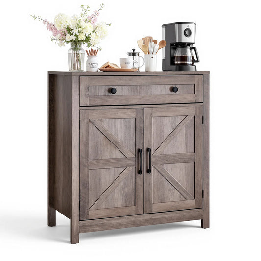 SucceBuy Coffee Bar Cabinet Farmhouse/Mid Century Coffee Bar Table Buffet Stand Cabinet for Entryway Grey/White/Walnut/Black/Oak