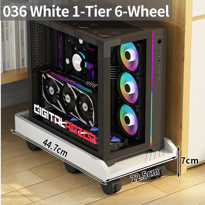 Adjustable Height Mobile CPU Stand Printer Shelf With Wheels Strong Load Capacity For Desktop Computer Tower Printer Office Use