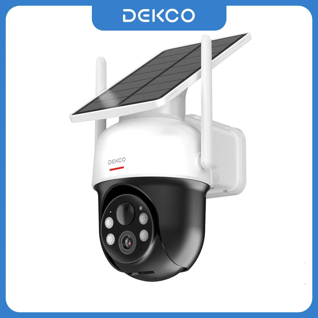 Dekco 3MP 100% Wire-Free Solar WiFi Camera 5000mAh Battery Two-way Audio Security Camera Wireless Solar Panel PTZ CCTV Camera