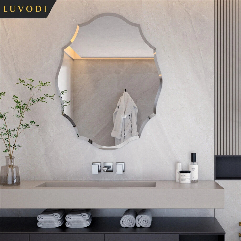LUVODI Frameless Wall Mirror HD Art Design with Beveled Edge Home Decorative Mirror