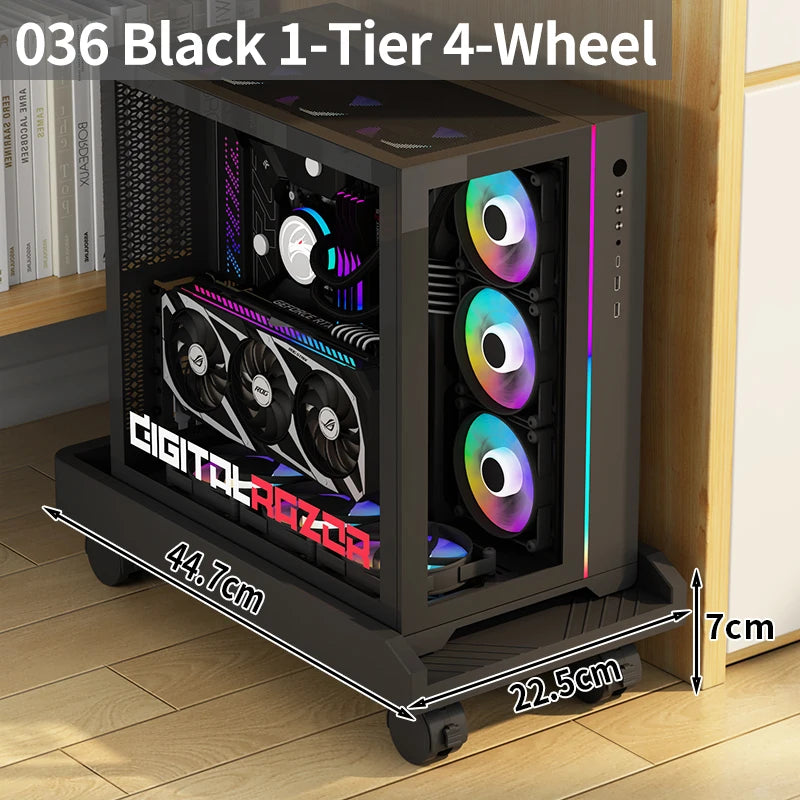 Adjustable Height Mobile CPU Stand Printer Shelf With Wheels Strong Load Capacity For Desktop Computer Tower Printer Office Use