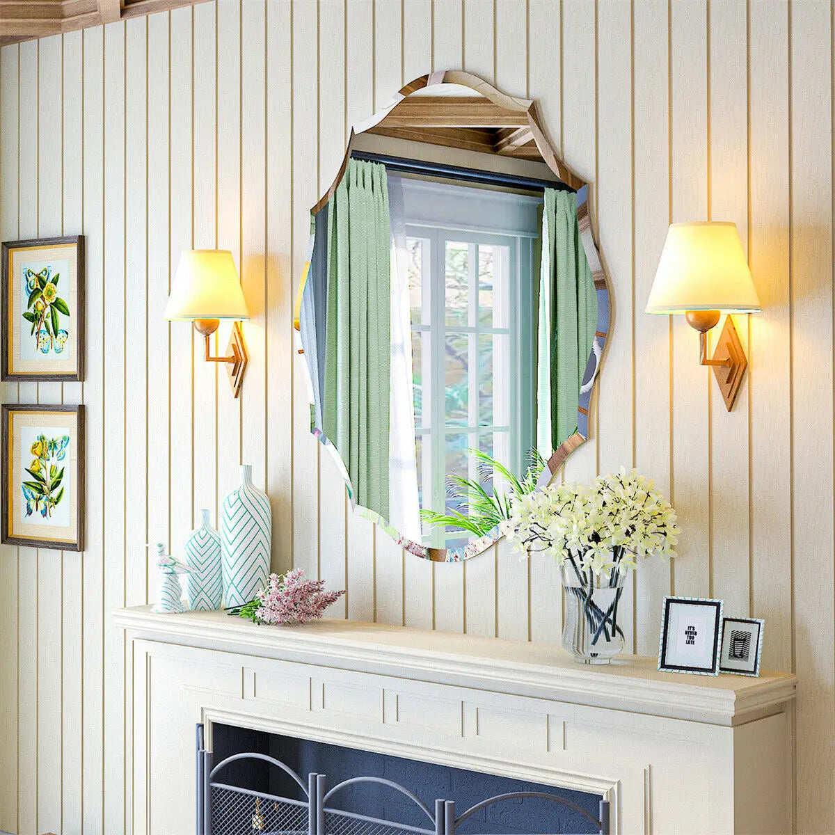 LUVODI Frameless Wall Mirror HD Art Design with Beveled Edge Home Decorative Mirror
