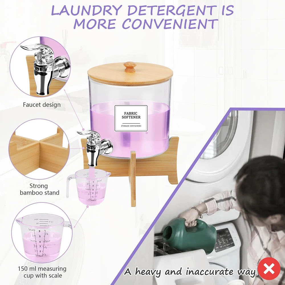 Laundry Pods Storage Container with Labels, Clear Acrylic Laundry Detergent Dispenser, Bathroom Laundry Powder Storage Box