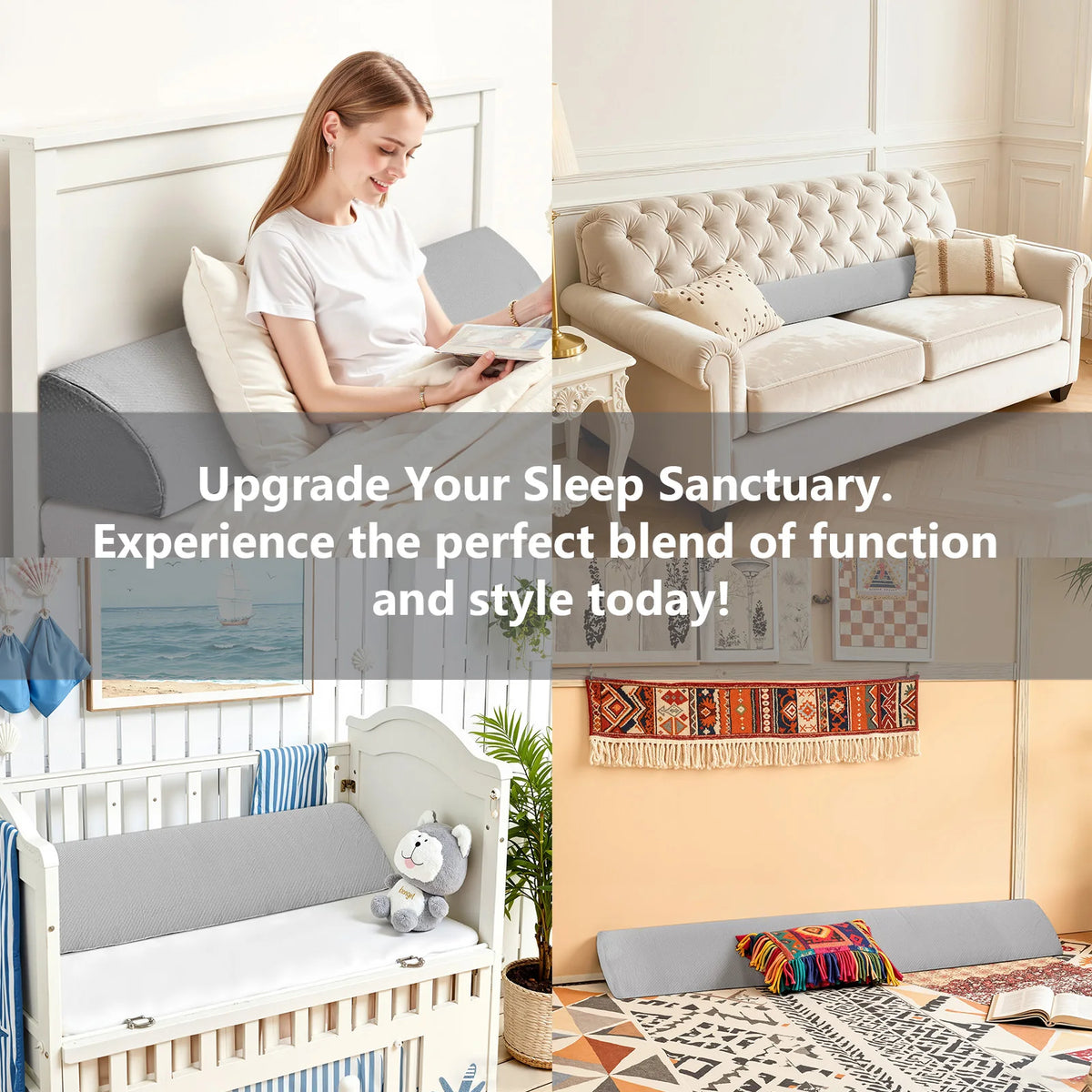 MCQ Ergonomic Adjustable Bed Wedge Pillow Reading Pillow Memory Foam With Cooling Breathable Cover Ergonomic Neck Pillow Comfort Removable Washable Cover Design For Home Bedroom