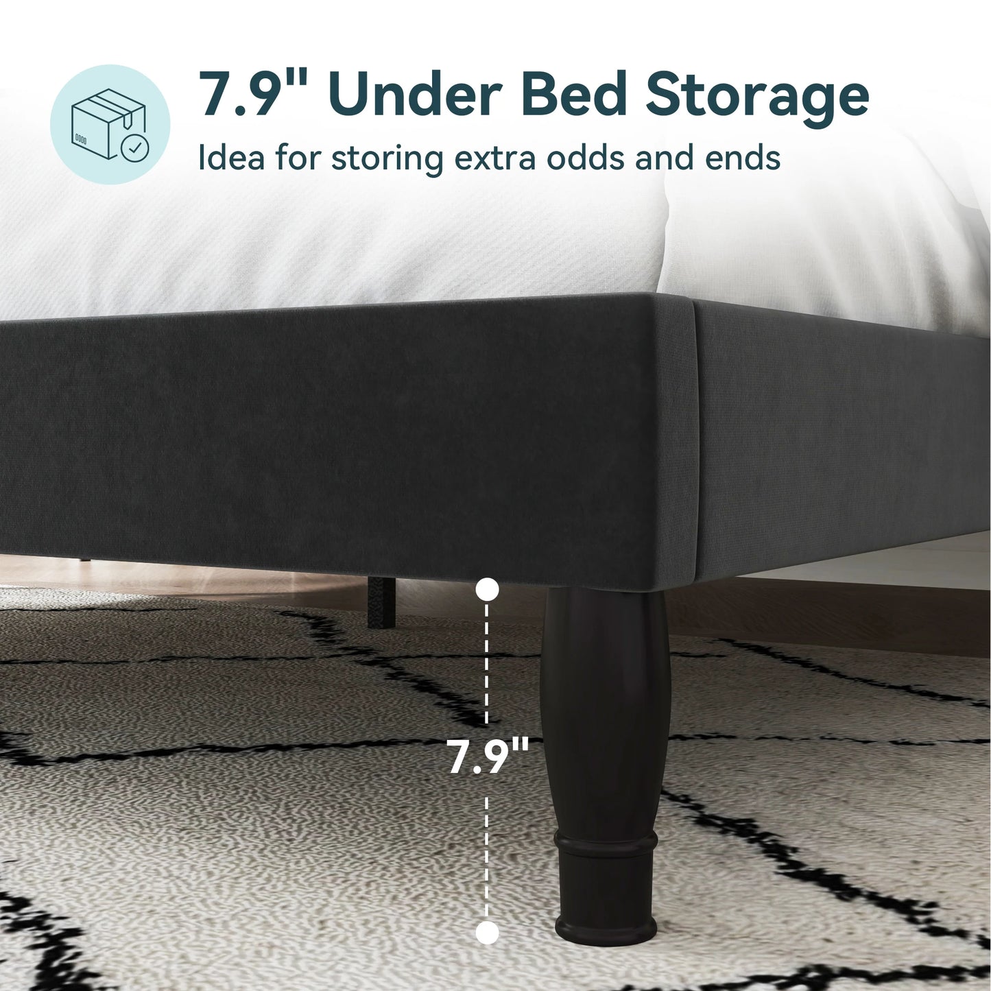 HOOMIC Full/Queen/King Size Velvet Bed Frame with Adjustable Tiara Headboard, Diamond Tufted Upholstered Platform Bed