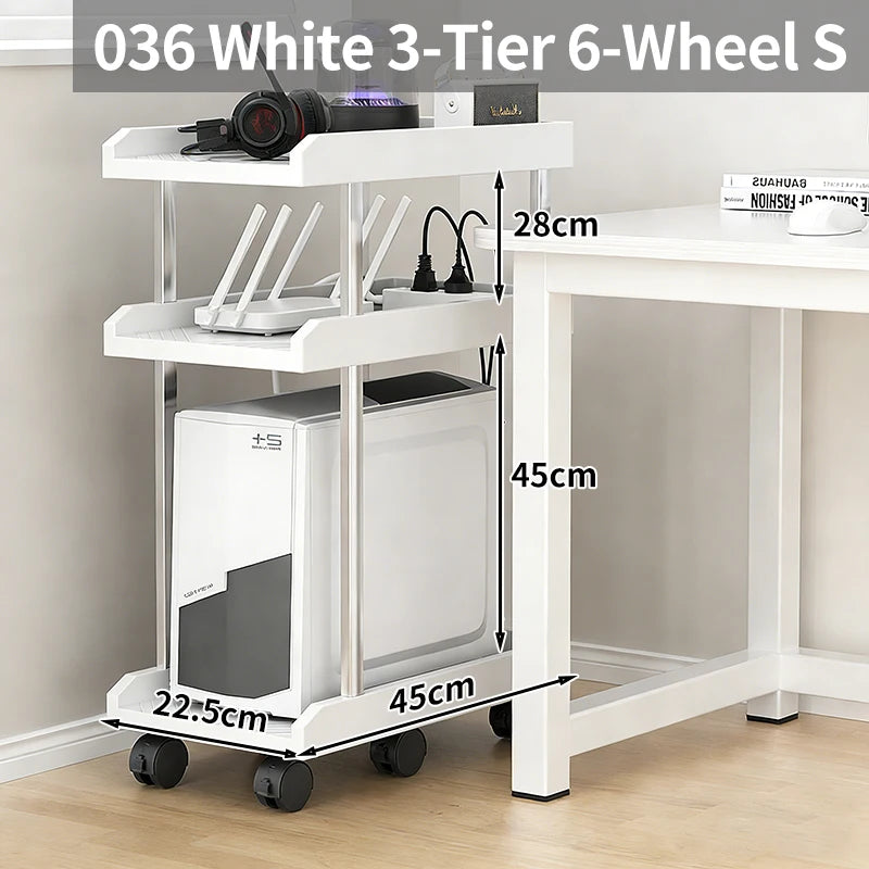 Adjustable Height Mobile CPU Stand Printer Shelf With Wheels Strong Load Capacity For Desktop Computer Tower Printer Office Use