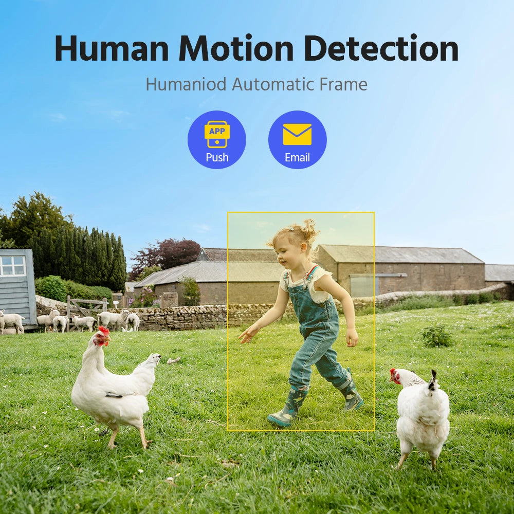 ANNKE 4MP Battery WiFi Security Camera PT Auto Tracking Color Night Vision Wireless IP Camera 4CH Security System