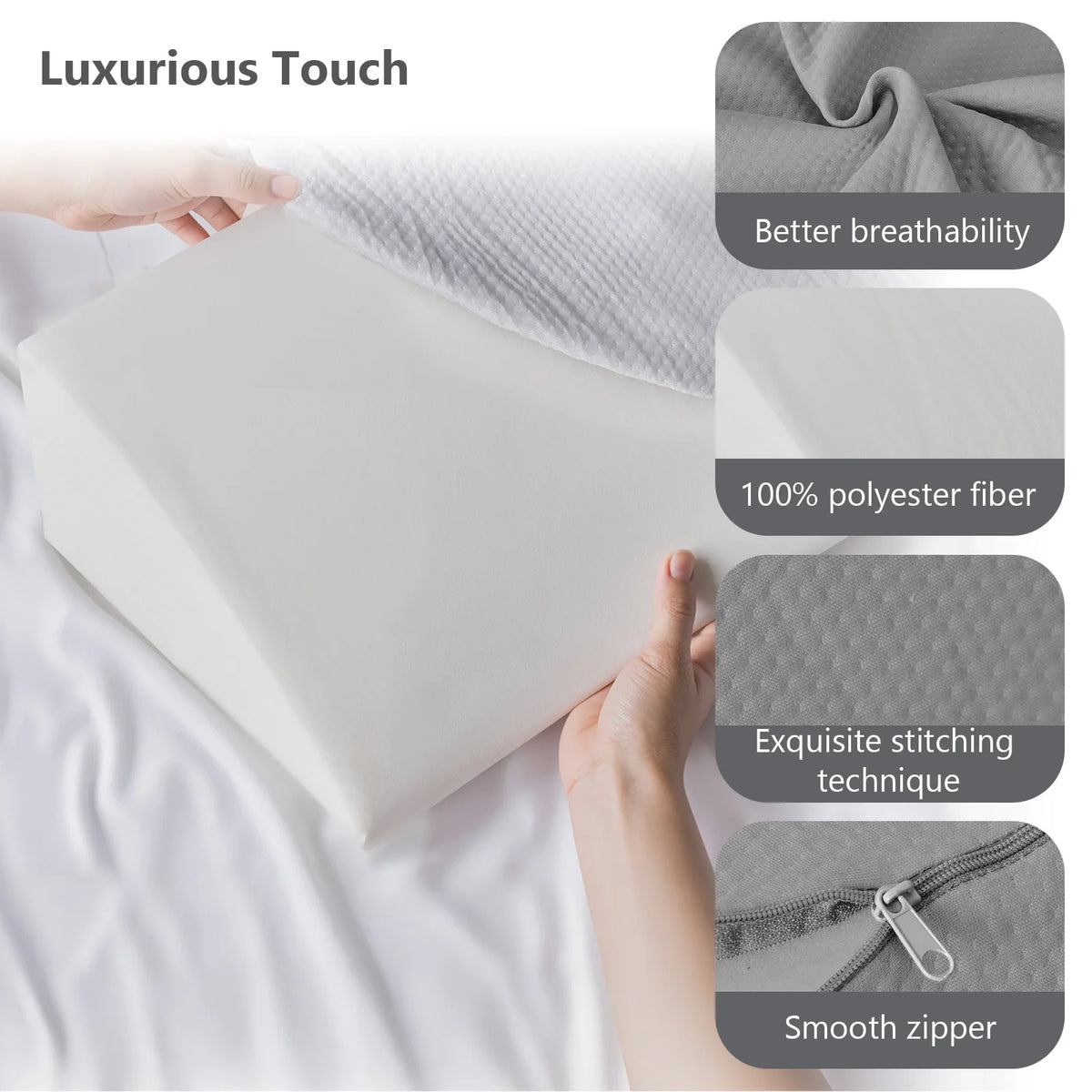 MCQ Ergonomic Adjustable Bed Wedge Pillow Reading Pillow Memory Foam With Cooling Breathable Cover Ergonomic Neck Pillow Comfort Removable Washable Cover Design For Home Bedroom