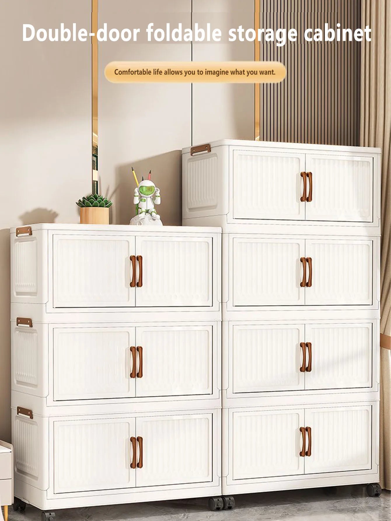 Foldable Plastic Storage Cabinet for Kids Bedroom No-Install Home Organizer for Toys And Clothes - Compact Space-Saving Solution