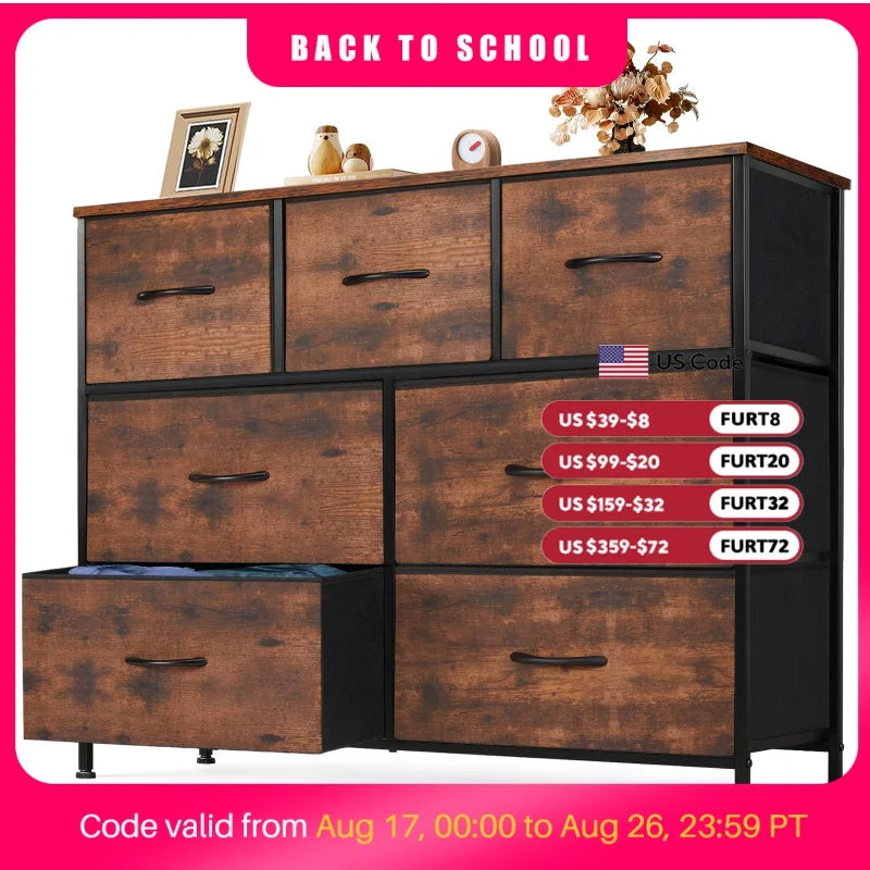 JHK Desser For Bedroom With 7 Fabric Drawers Organizer Storage Closet Chest Clothes For Living Room Display Cabinet Of Furniture