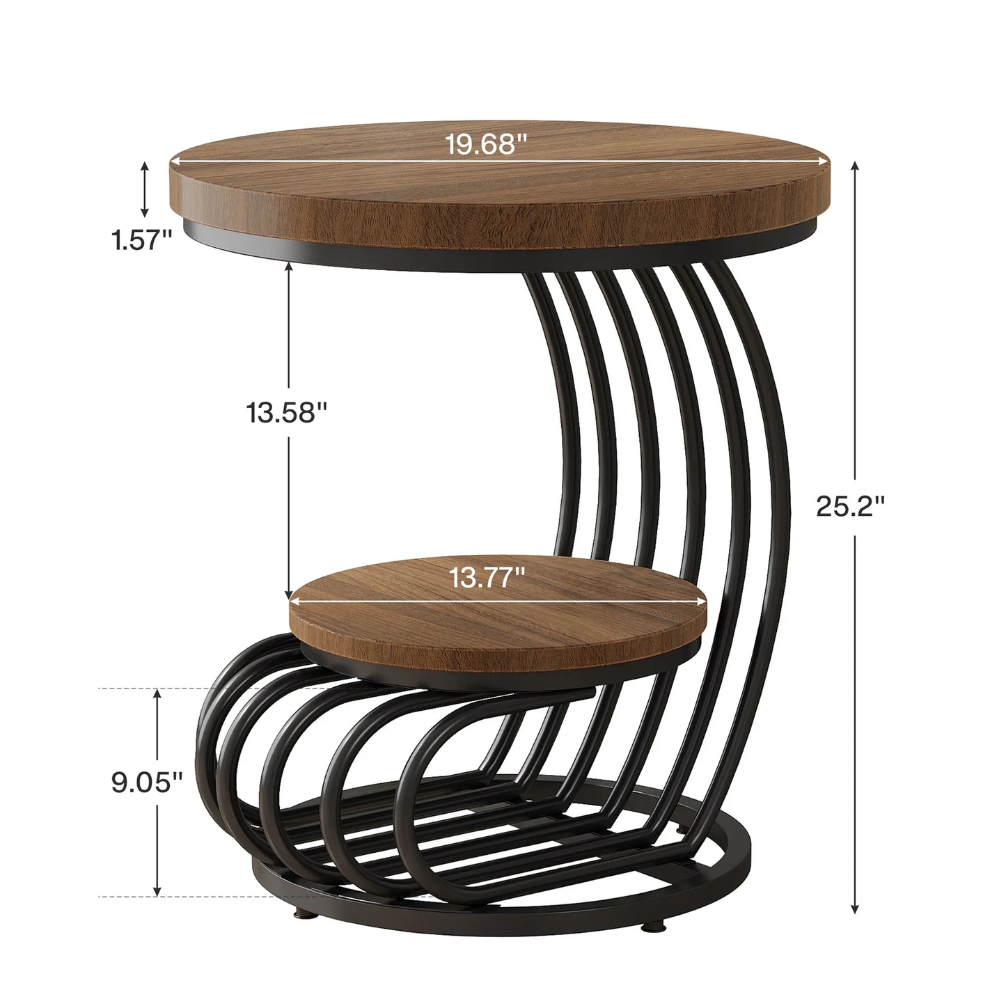 Tribesigns 2-Tier Faux Marble Round End Table Gold Frame Storage Shelf Modern White Gold Sofa Side Table Bedside Nightstand