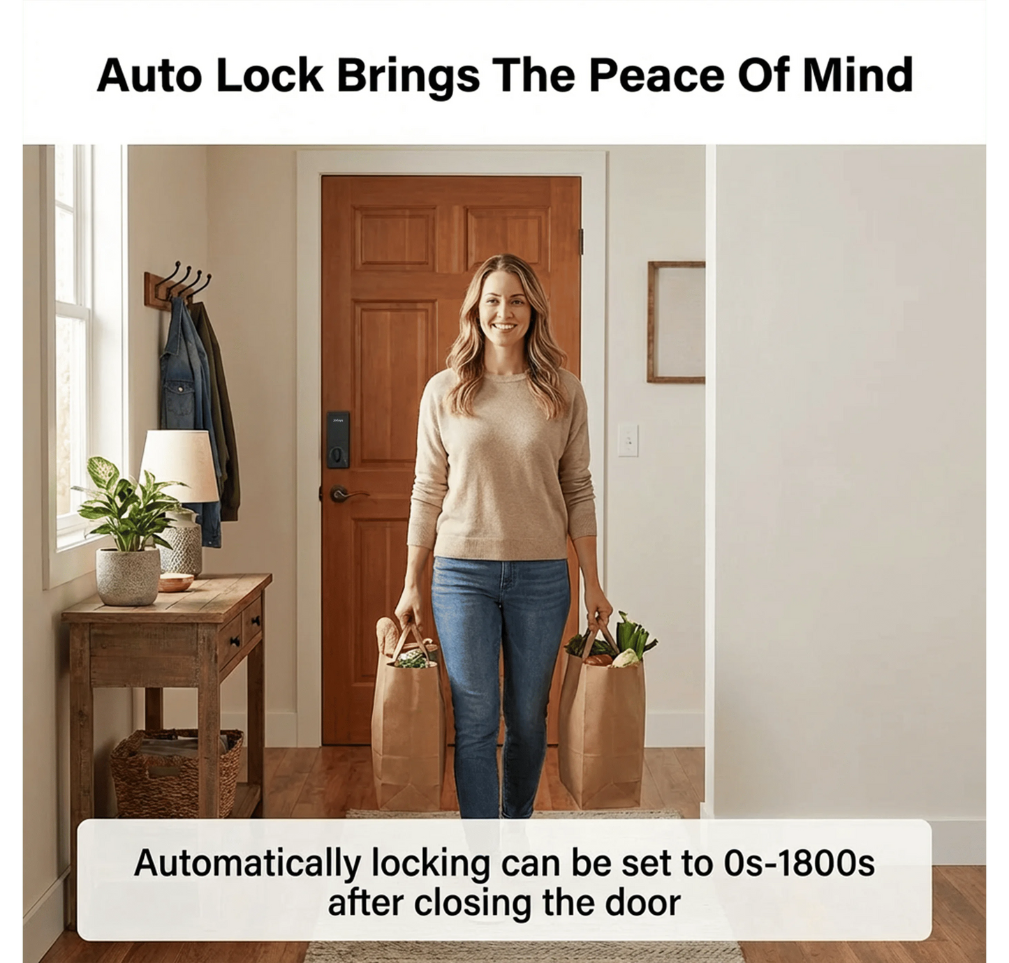 Jodays Smart Deadbolt Lock with Fingerprint & Keypad, Keyless Entry Door Lock with App Control, Temporary and One-Time Password, Auto Lock & Anti-Peep Passcode, Powered by 4pcs AA Alkaline Batteries (No Included), Easy Instal