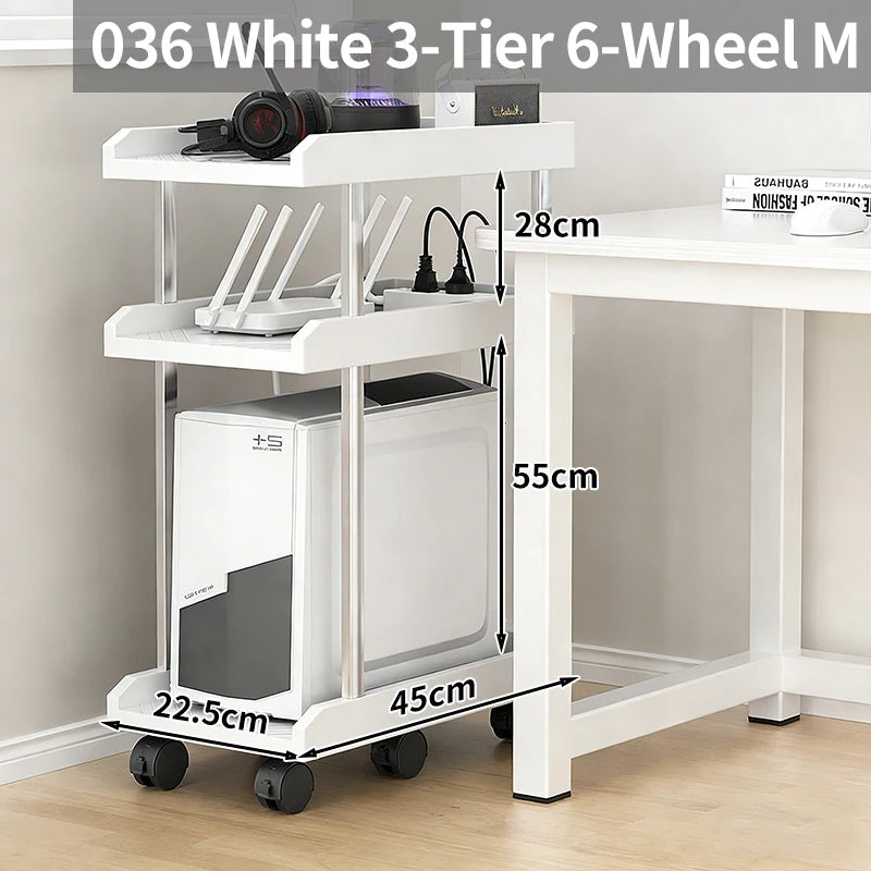 Adjustable Height Mobile CPU Stand Printer Shelf With Wheels Strong Load Capacity For Desktop Computer Tower Printer Office Use