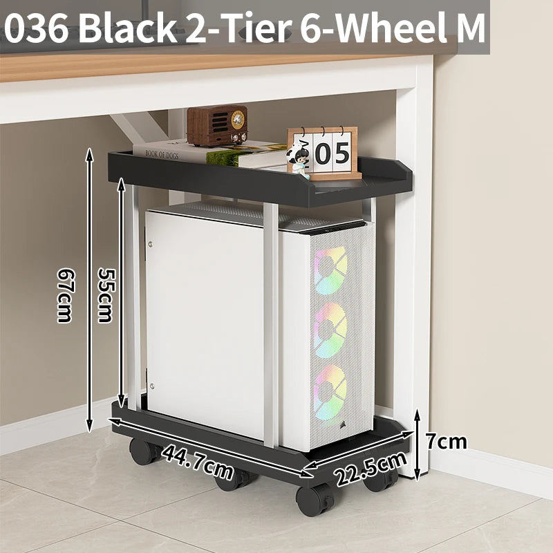 Adjustable Height Mobile CPU Stand Printer Shelf With Wheels Strong Load Capacity For Desktop Computer Tower Printer Office Use