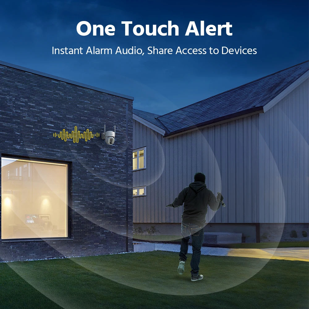 ANNKE 4MP Battery WiFi Security Camera PT Auto Tracking Color Night Vision Wireless IP Camera 4CH Security System